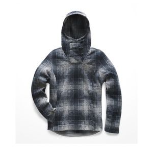 THE NORTH FACE CRESCENT HOODED PULLOVER WOMEN'S grey blue plaid